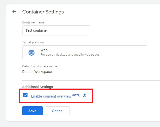 GTM Consent Overview tab